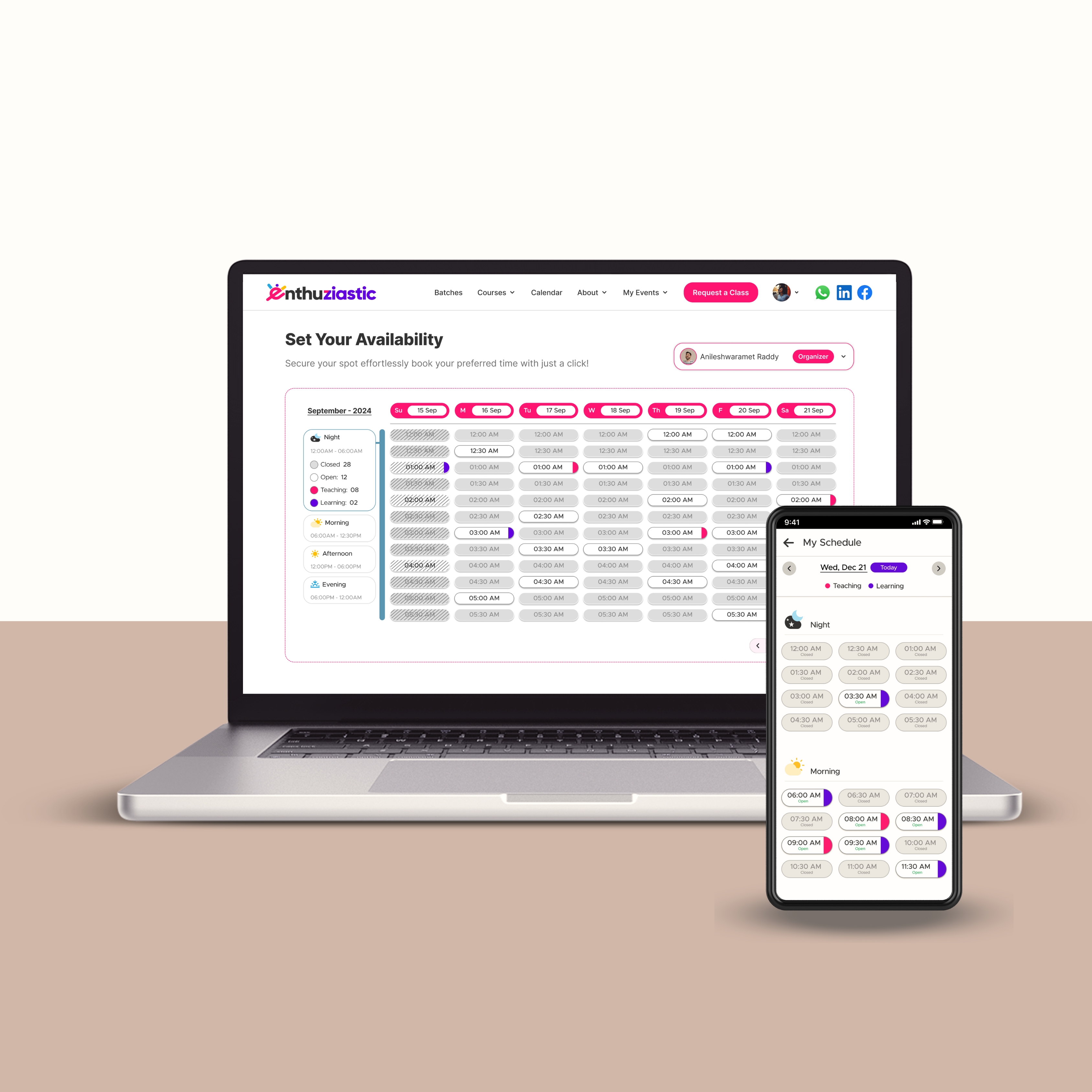 Availability UI final design mockup